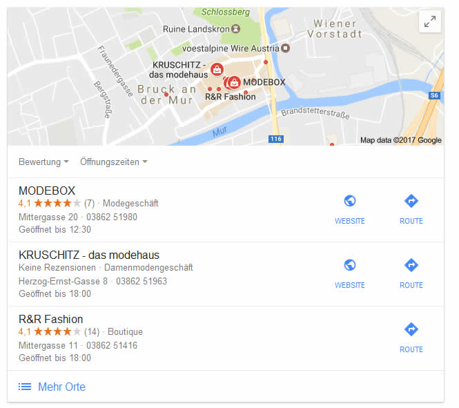 3 local Pack bei lokaler Suchanfrage