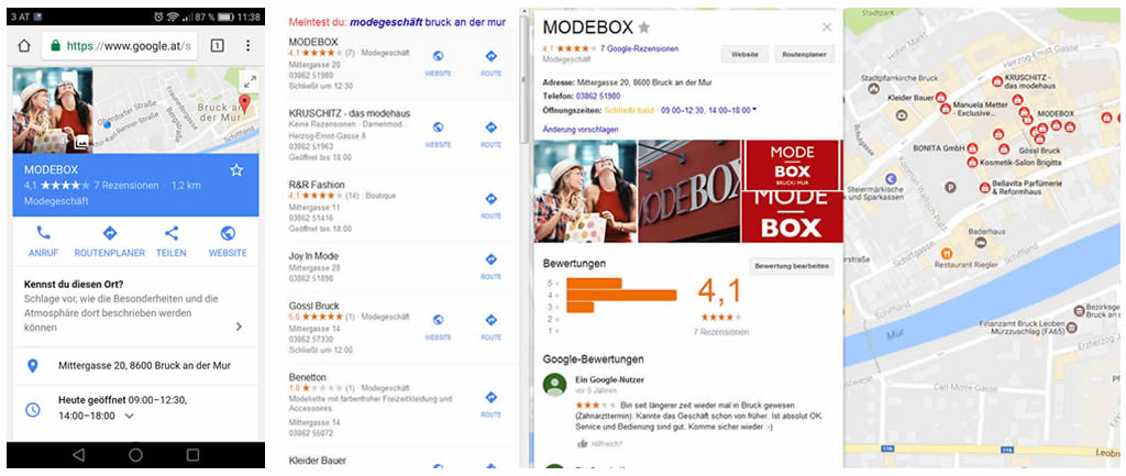 Unterschiedliche Darstellung Google My-Business Eintrag für Mobile und Desktop